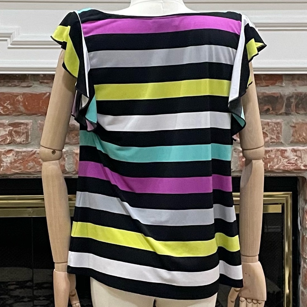 Vintage Y2K neon striped, ruffled top / S / Excellent condition - Picture 5 of 12